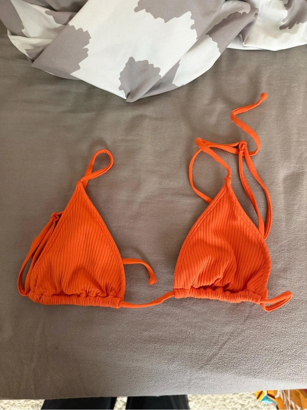 PacSun Bright Orange Ribbed Triangle Bikini Top